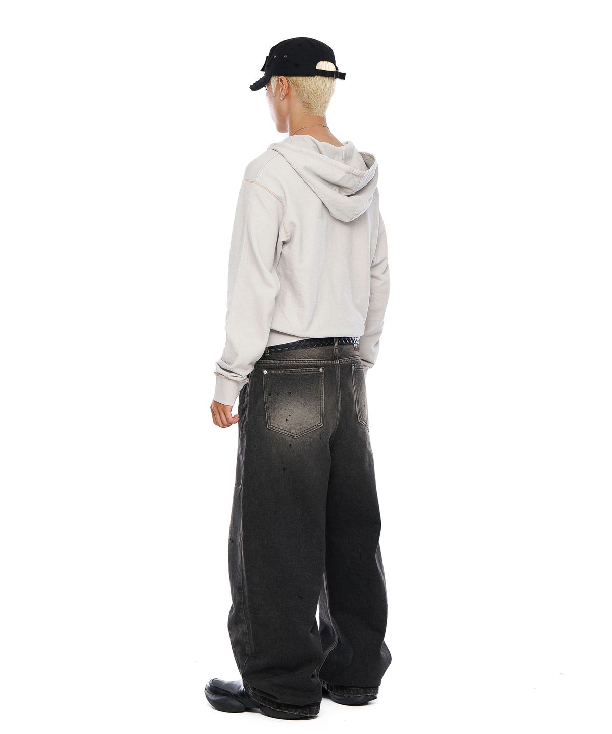 아캄(AAKAM) Paint Washed Denim Pants (Black)