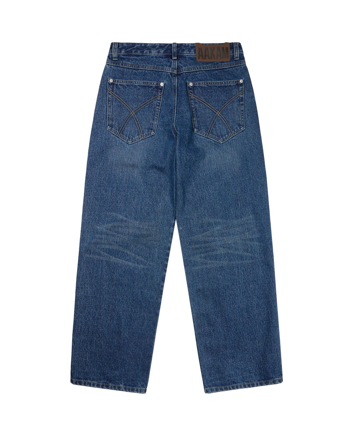 아캄(AAKAM) Incision Eyelet Washed Denim Pants (Blue)
