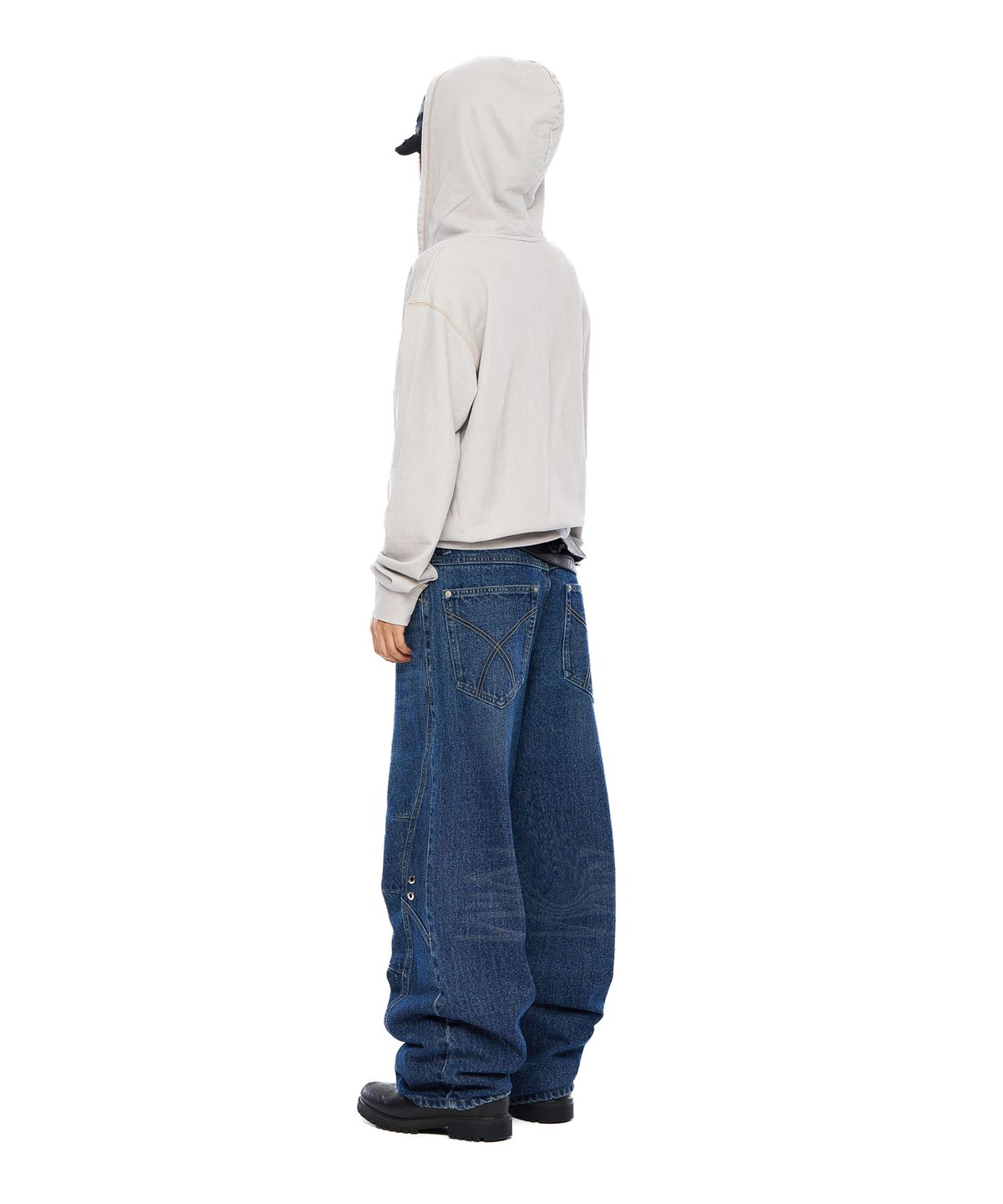 아캄(AAKAM) Incision Eyelet Washed Denim Pants (Blue)