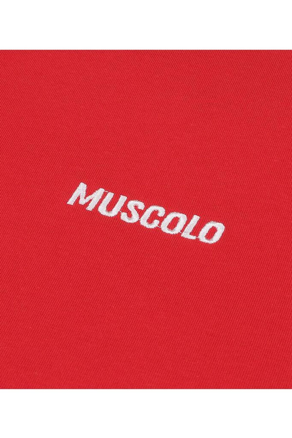 머스콜로(MUSCOLO) [스몰로고 자수] CP 세미오버핏 반팔 티셔츠 레드