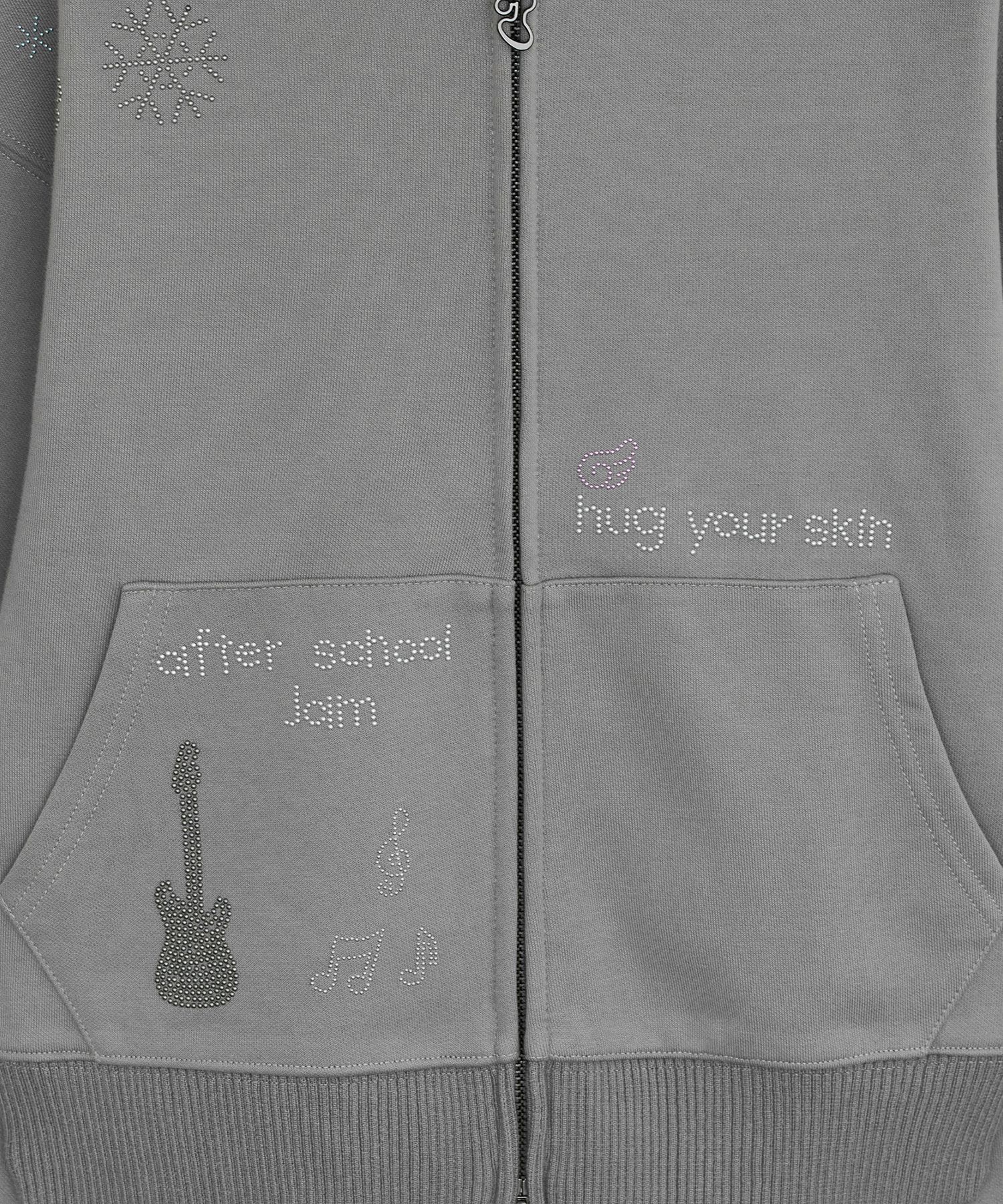 トップス hugyourskin Hotfix fur hoodie zip-up MUSINSA | HUG YOUR SKIN Hotfix fur hoodie zip-up (Gray)