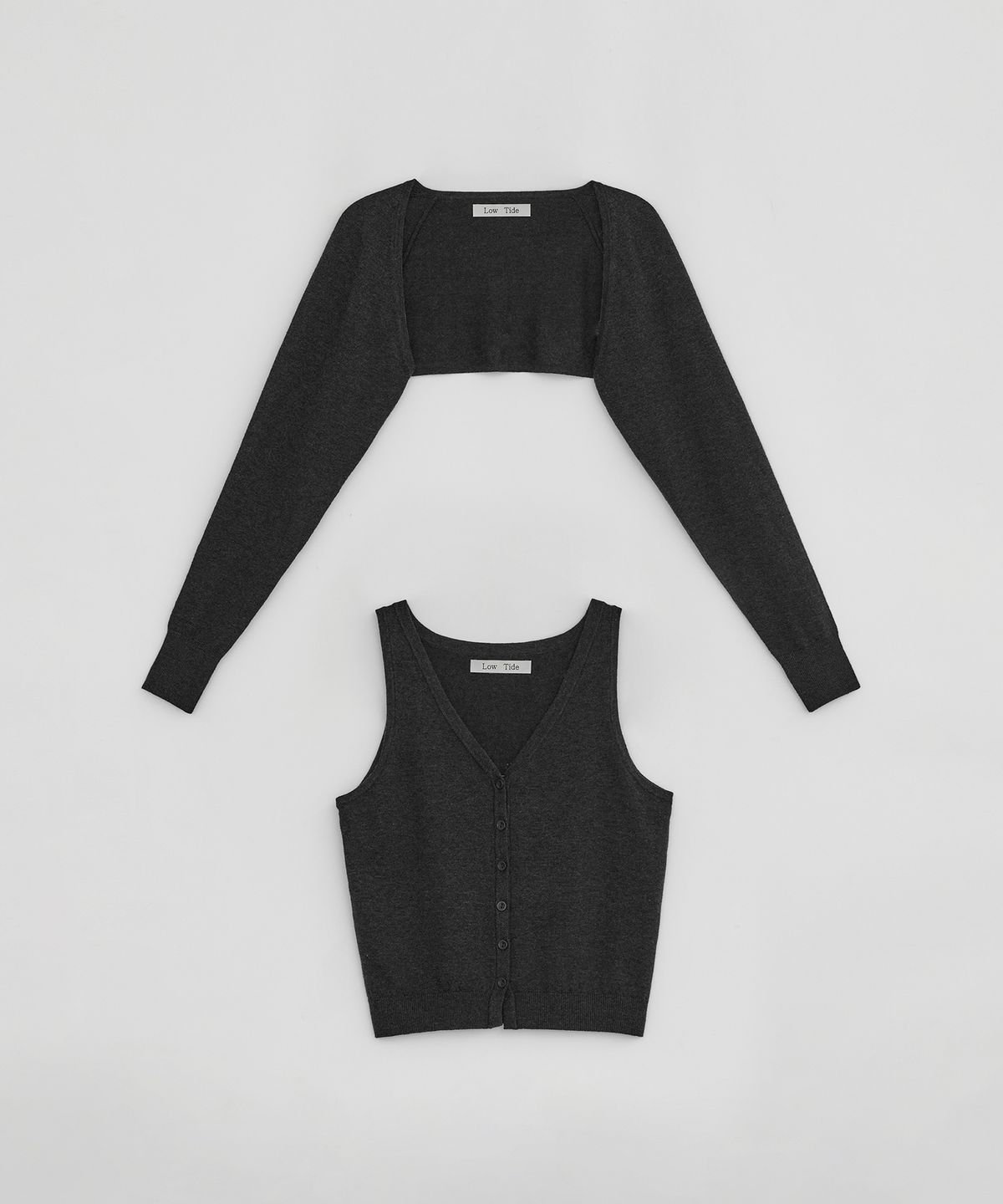 로우타이드(LOW TIDE) BOLERO KNIT SET-UP [CHARCOAL]