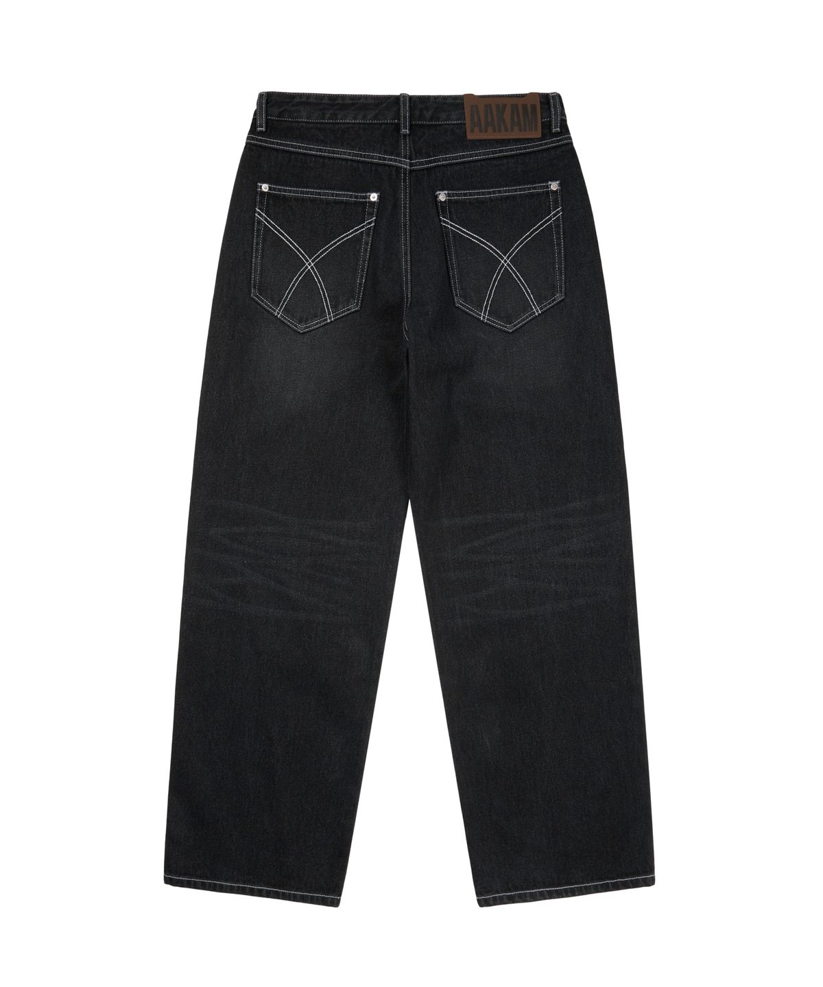아캄(AAKAM) Incision Eyelet Washed Denim Pants (Black)