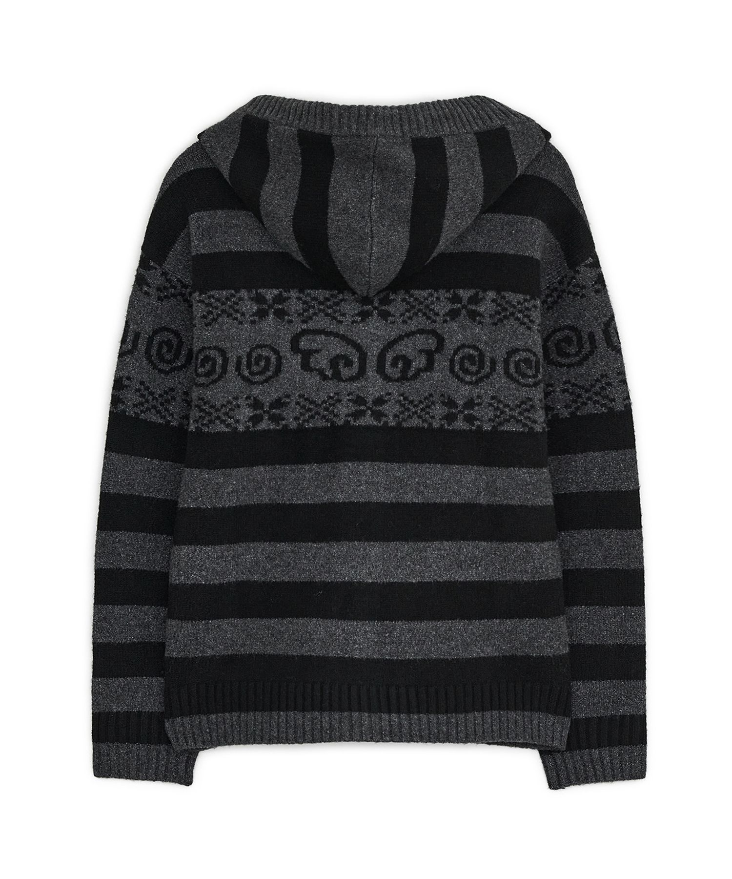 MUSINSA | HUG YOUR SKIN Angel wing hooded pom-pom cardigan (Charcoal)