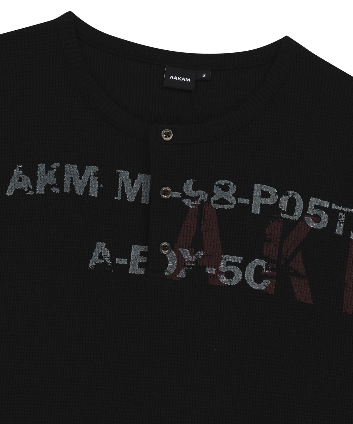 아캄(AAKAM) Waffle Henry Neck Long Sleeve (Black)