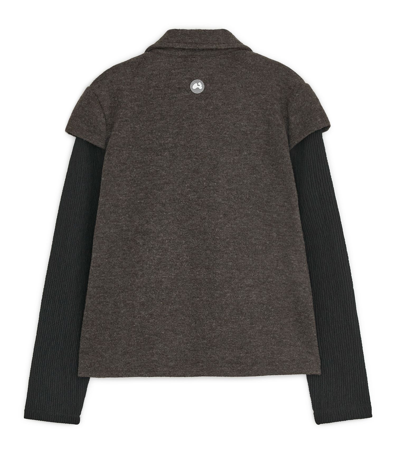 MUSINSA | HUG YOUR SKIN Round collar knit jacket (Brown)