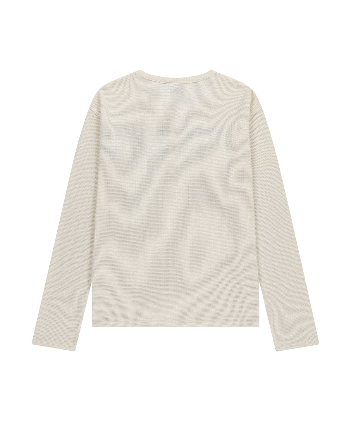 아캄(AAKAM) Waffle Henry Neck Long Sleeve (Ivory)