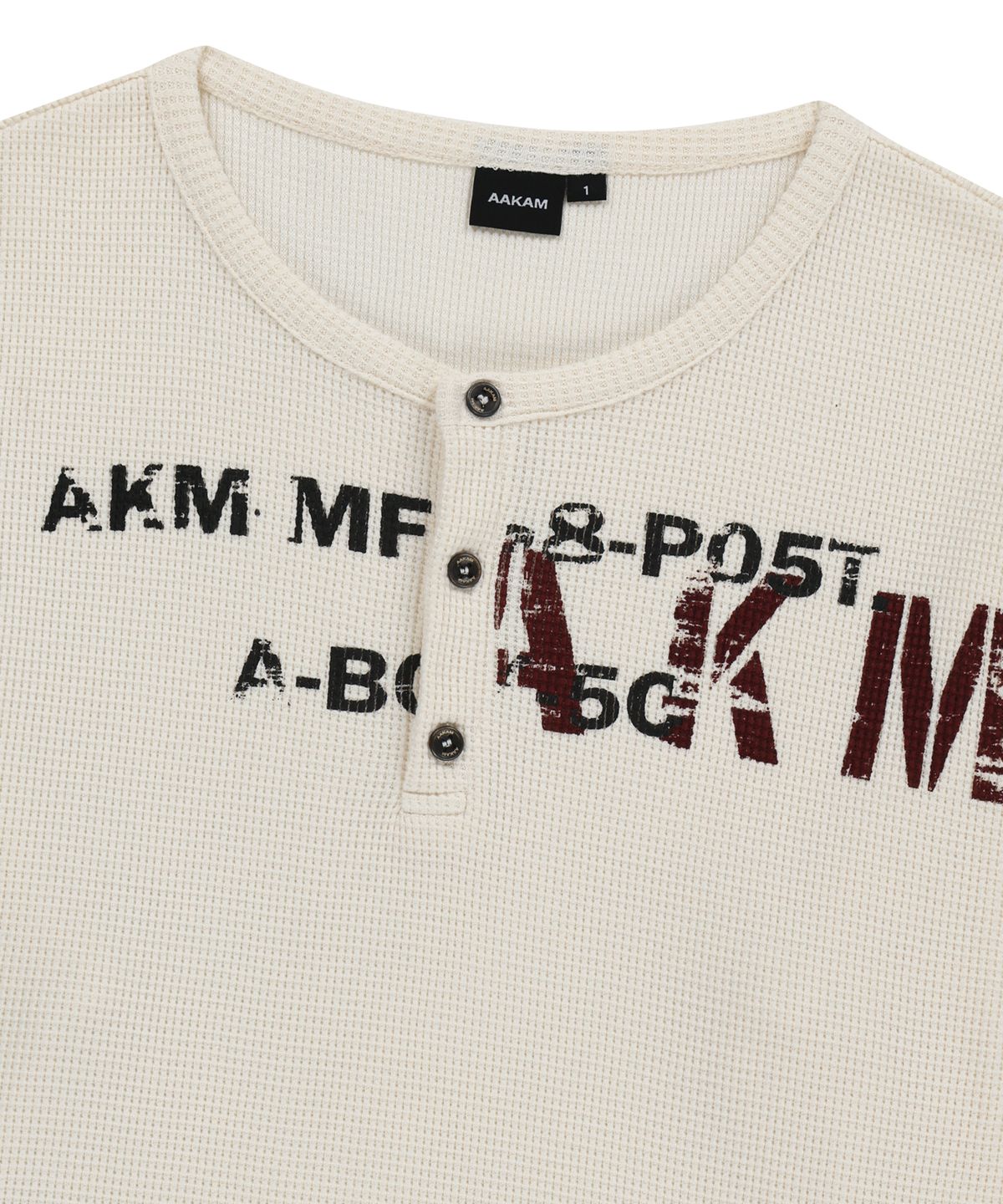 아캄(AAKAM) Waffle Henry Neck Long Sleeve (Ivory)