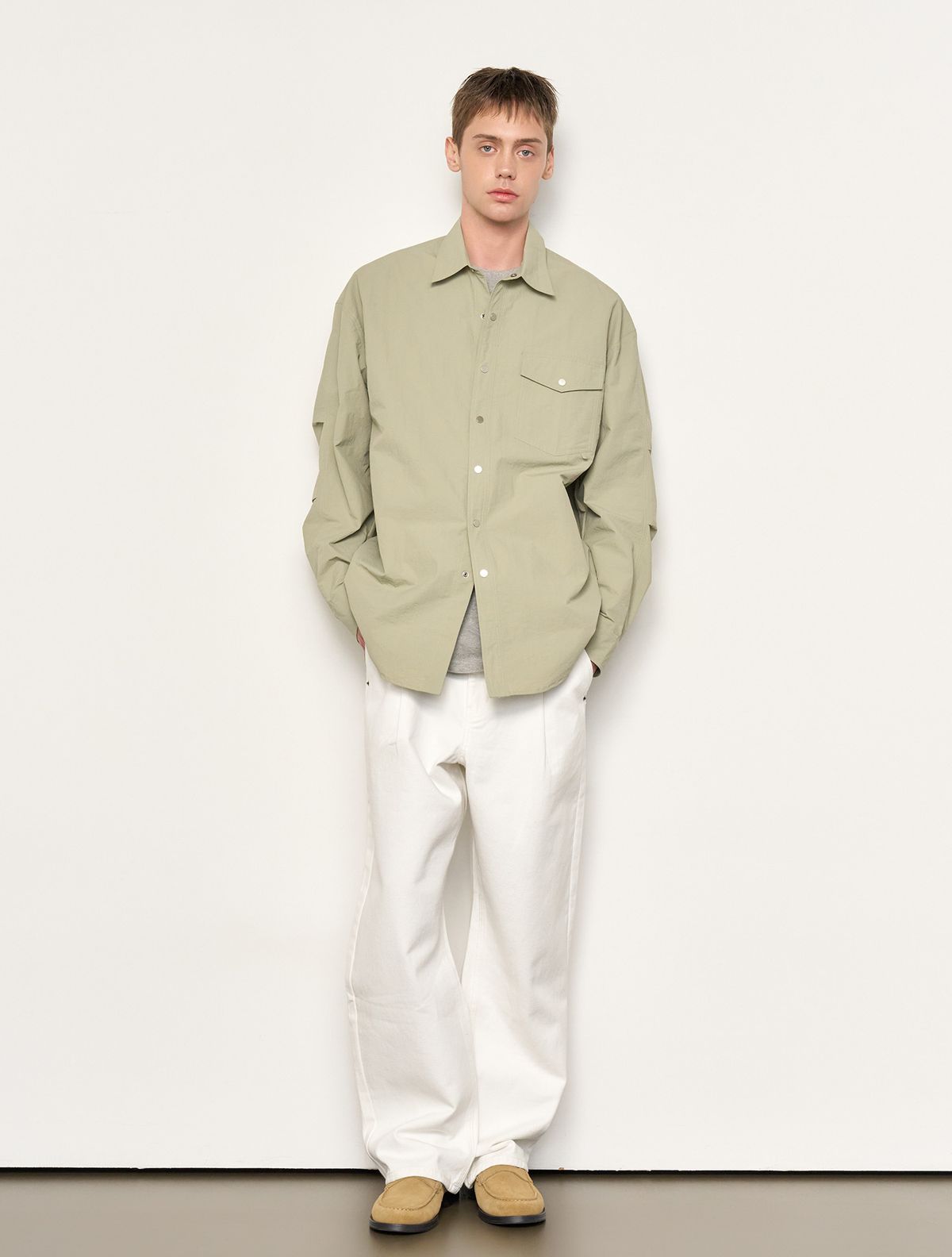 제너럴아이디어(GENERALIDEA) MAN 나일론 셔츠 자켓 [LIGHT KHAKI] / SBE1M07005
