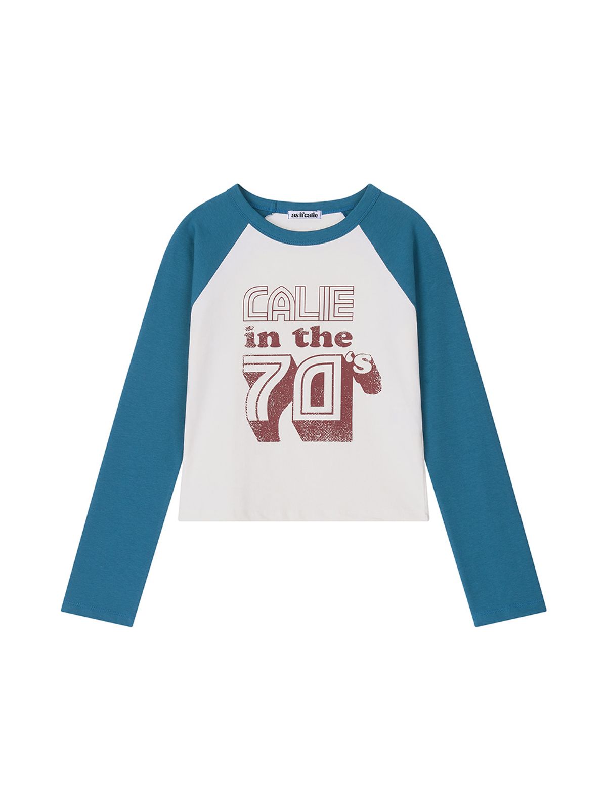 에즈이프 캘리(ASIF CALIE) COLORBLOCK RAGLAN CROP T-SHIRT BLUE