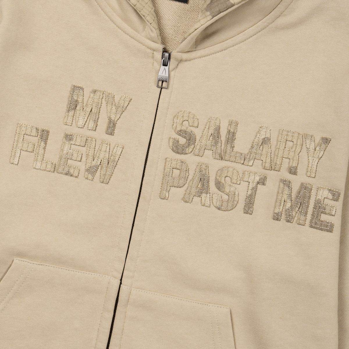 아캄(AAKAM) Contrast Patch Zip-Up Hoodie (Beige)