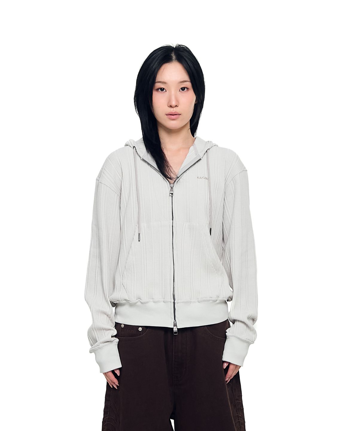아캄(AAKAM) Knitted Zip-Up Hoodie (Ivory)