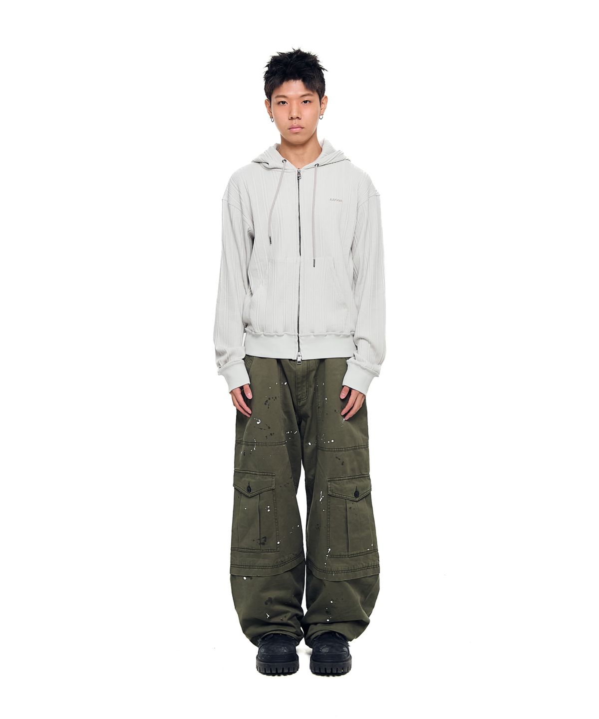 아캄(AAKAM) Knitted Zip-Up Hoodie (Ivory)