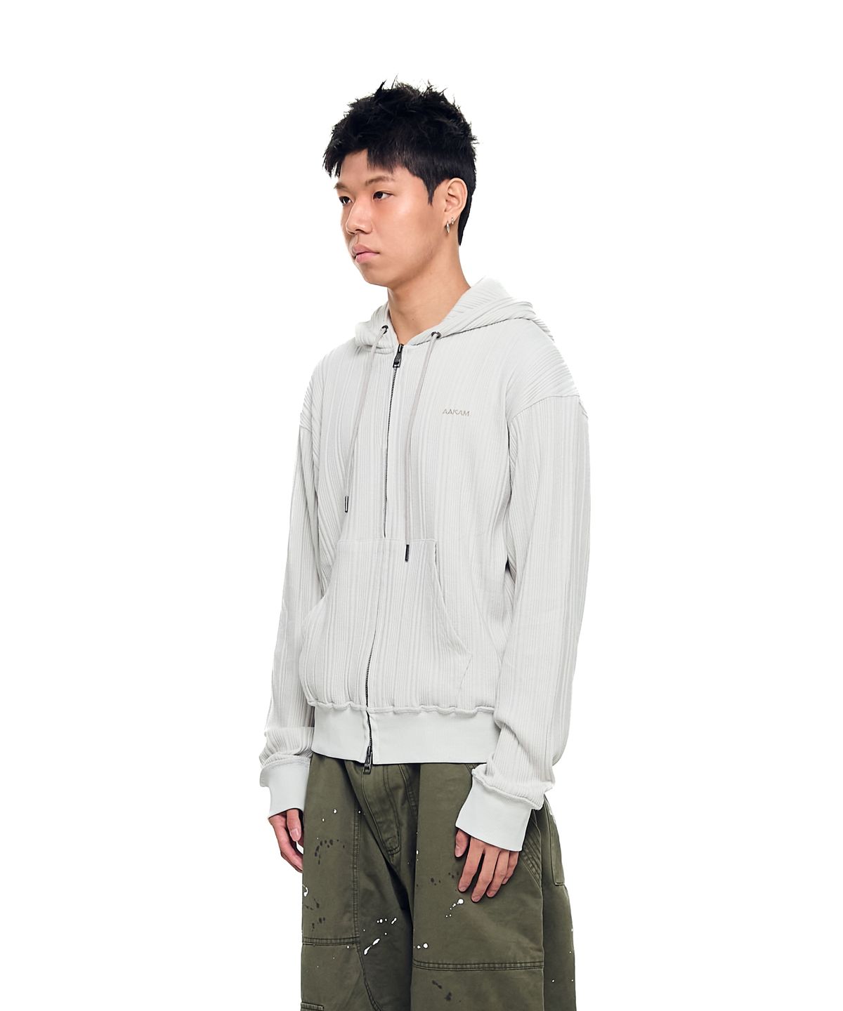 아캄(AAKAM) Knitted Zip-Up Hoodie (Ivory)