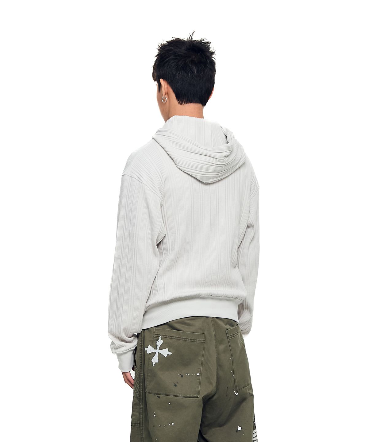 아캄(AAKAM) Knitted Zip-Up Hoodie (Ivory)