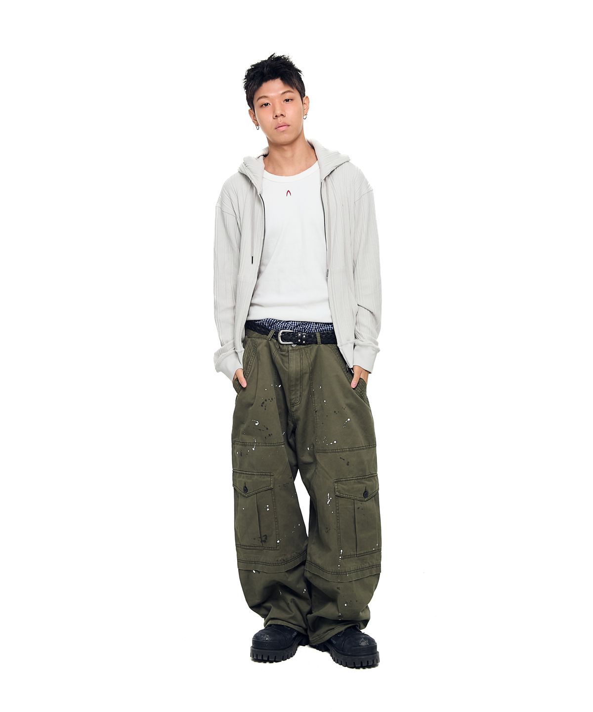 아캄(AAKAM) Knitted Zip-Up Hoodie (Ivory)