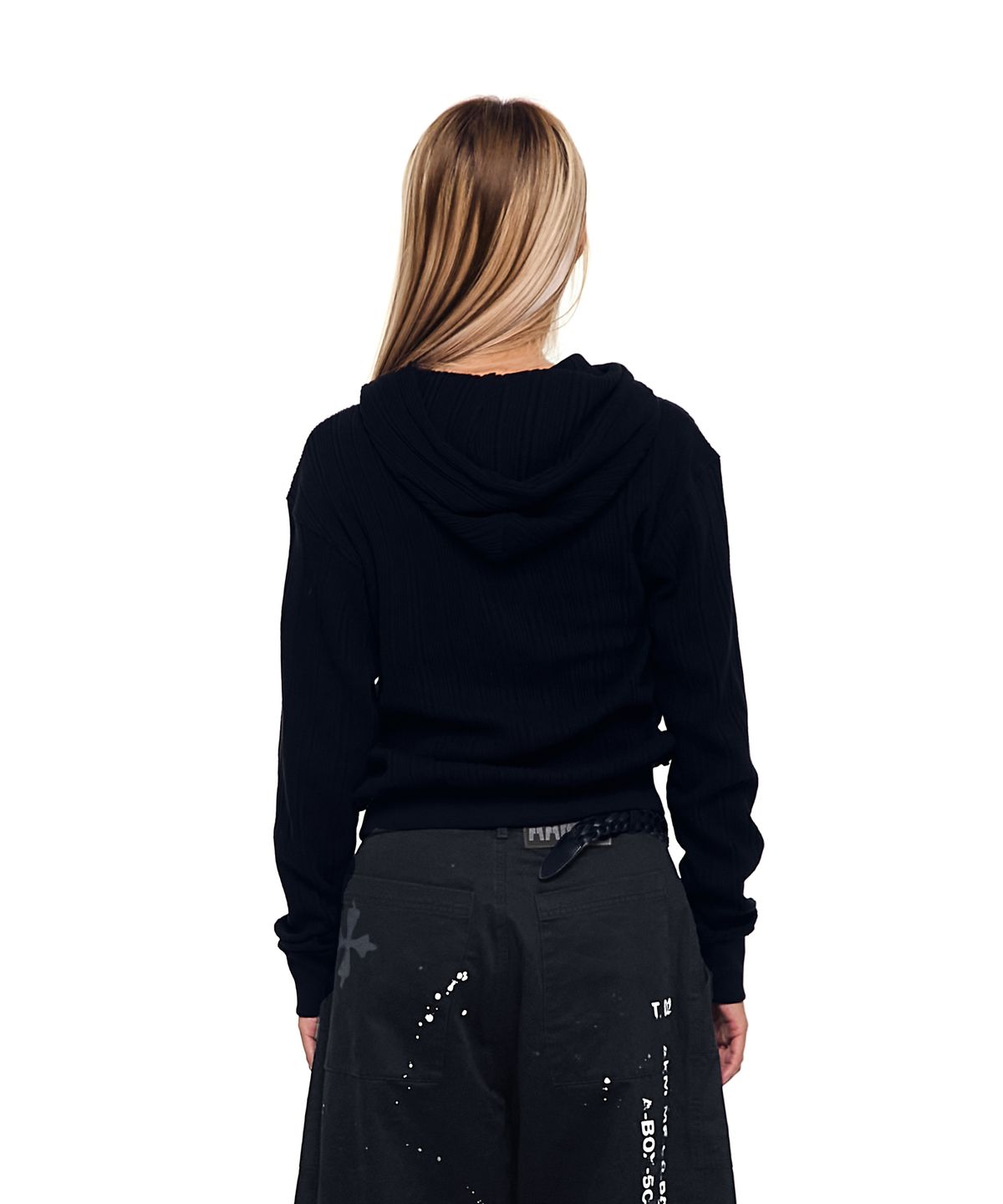 아캄(AAKAM) Knitted Zip-Up Hoodie (Black)