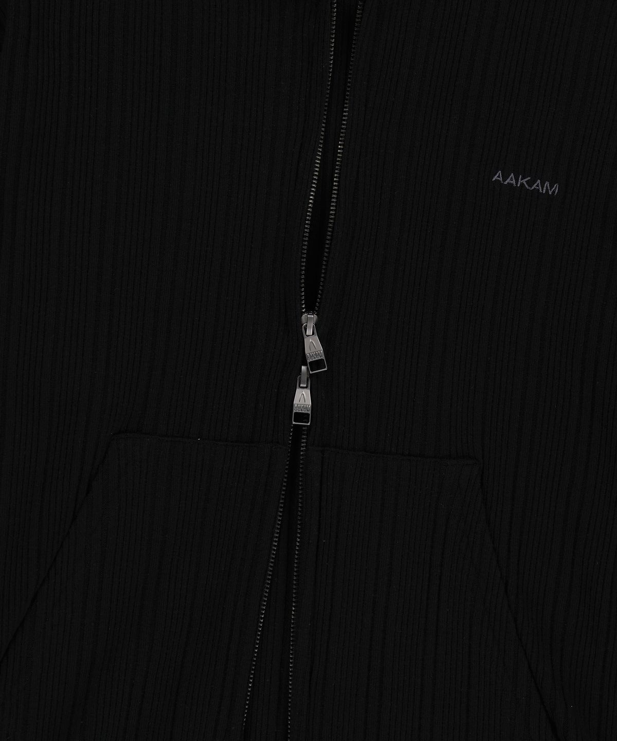 아캄(AAKAM) Knitted Zip-Up Hoodie (Black)