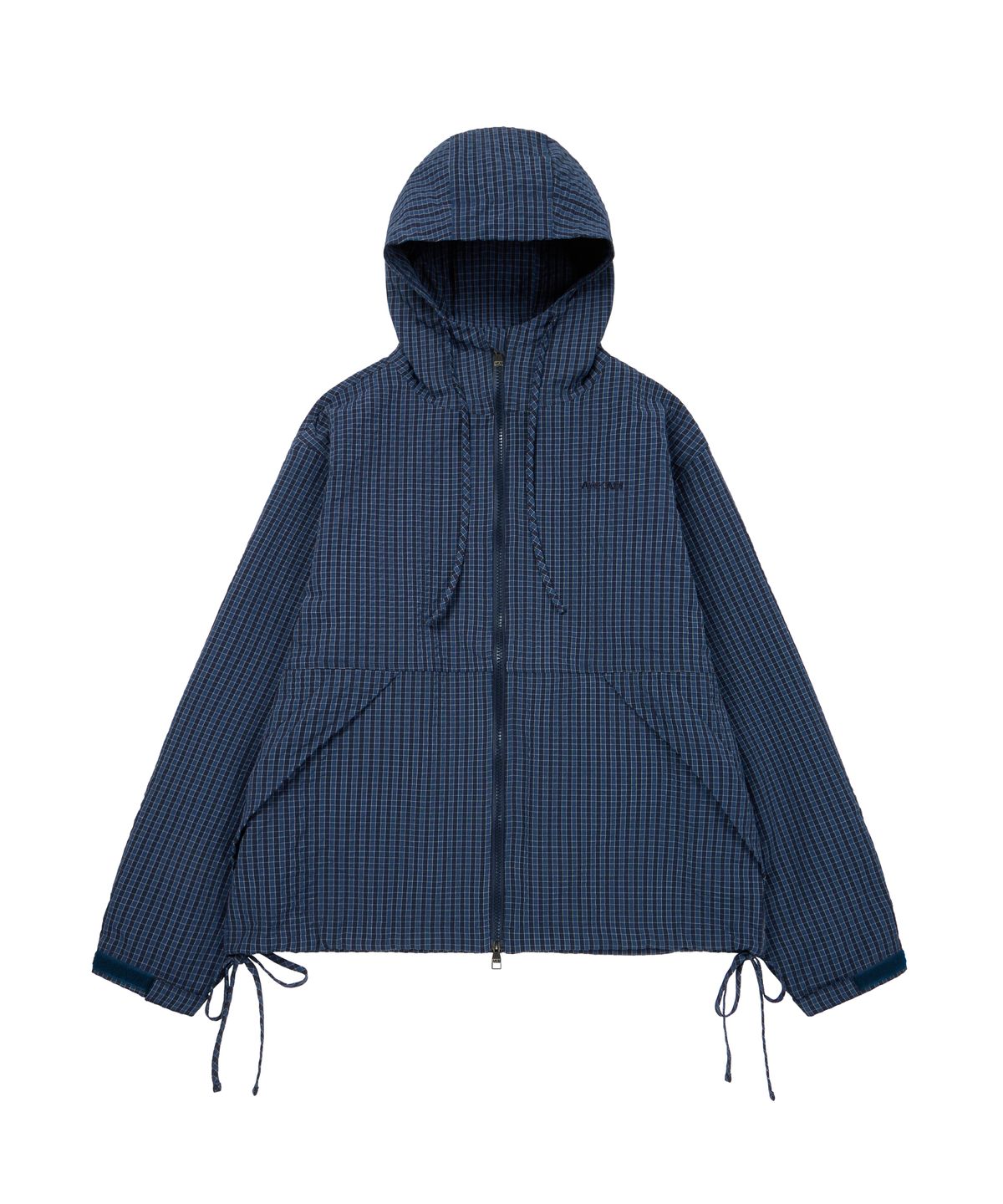 아캄(AAKAM) Check Pattern Hooded Jacket (Navy)