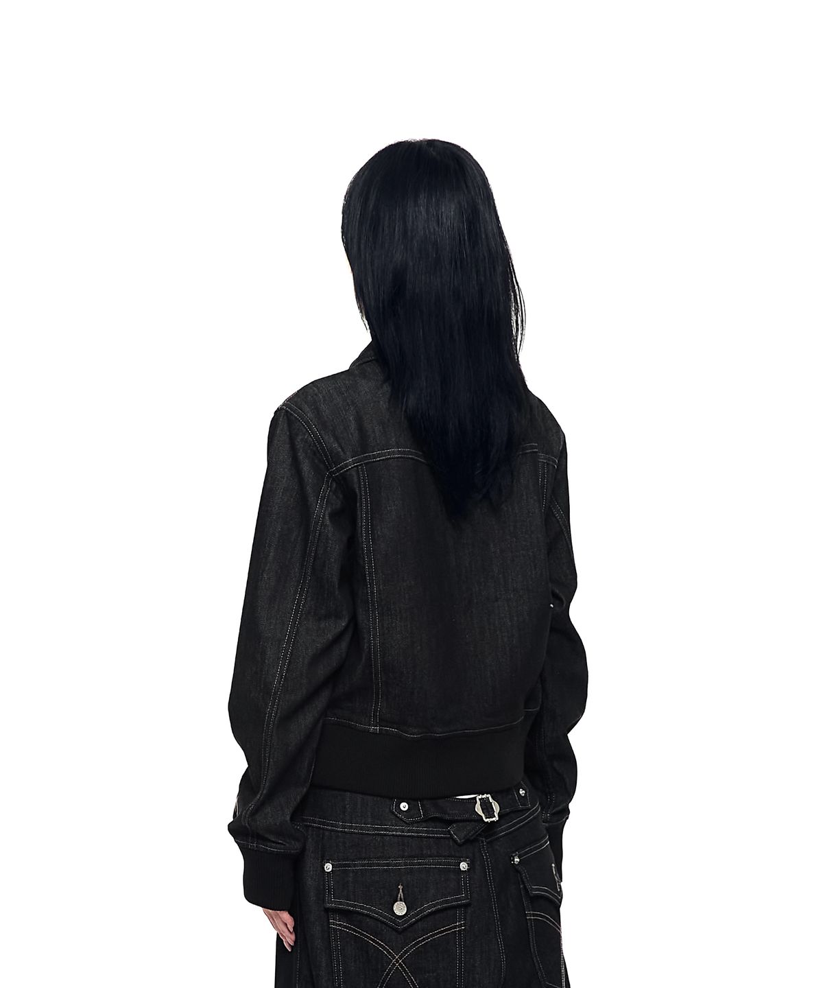 아캄(AAKAM) Banding Denim Zip-Up Jacket (Black)