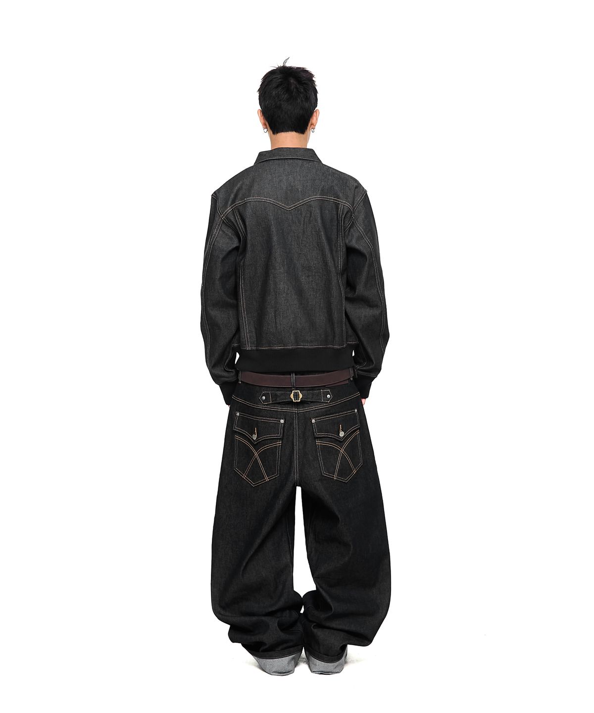 아캄(AAKAM) Banding Denim Zip-Up Jacket (Black)