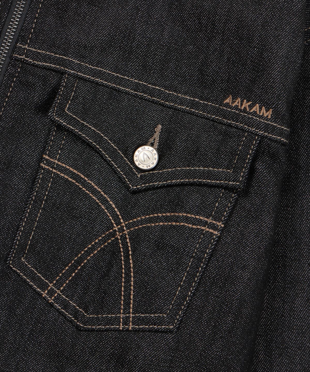 아캄(AAKAM) Banding Denim Zip-Up Jacket (Black)