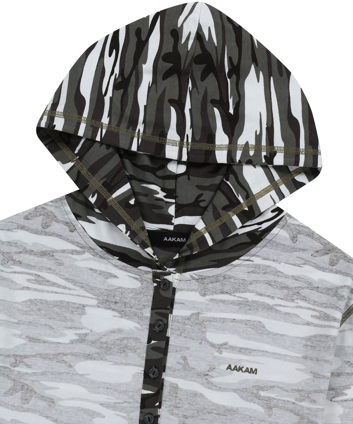 아캄(AAKAM) Camo Contrast Hooded Long Sleeve (White)