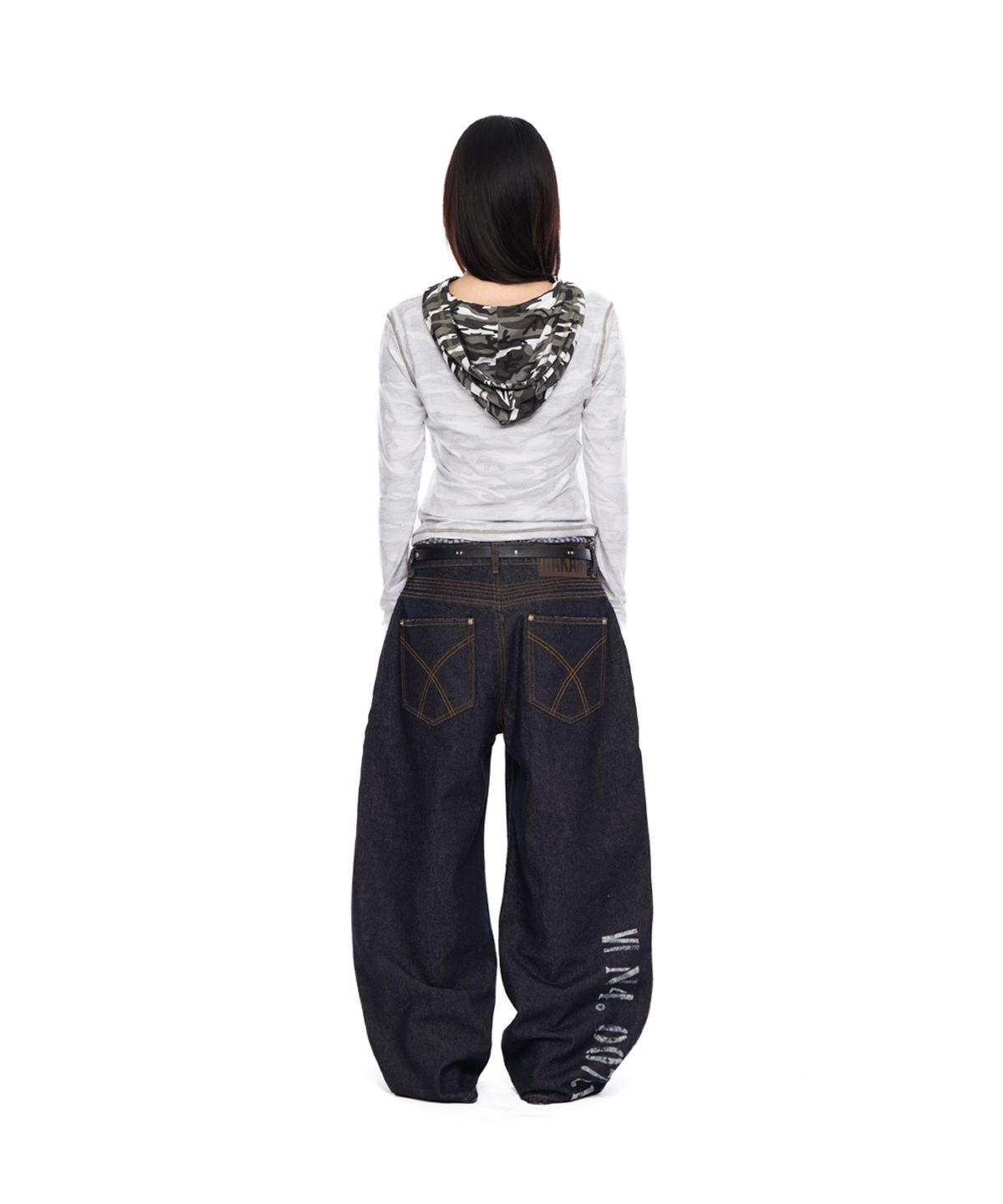 아캄(AAKAM) Camo Contrast Hooded Long Sleeve (White)