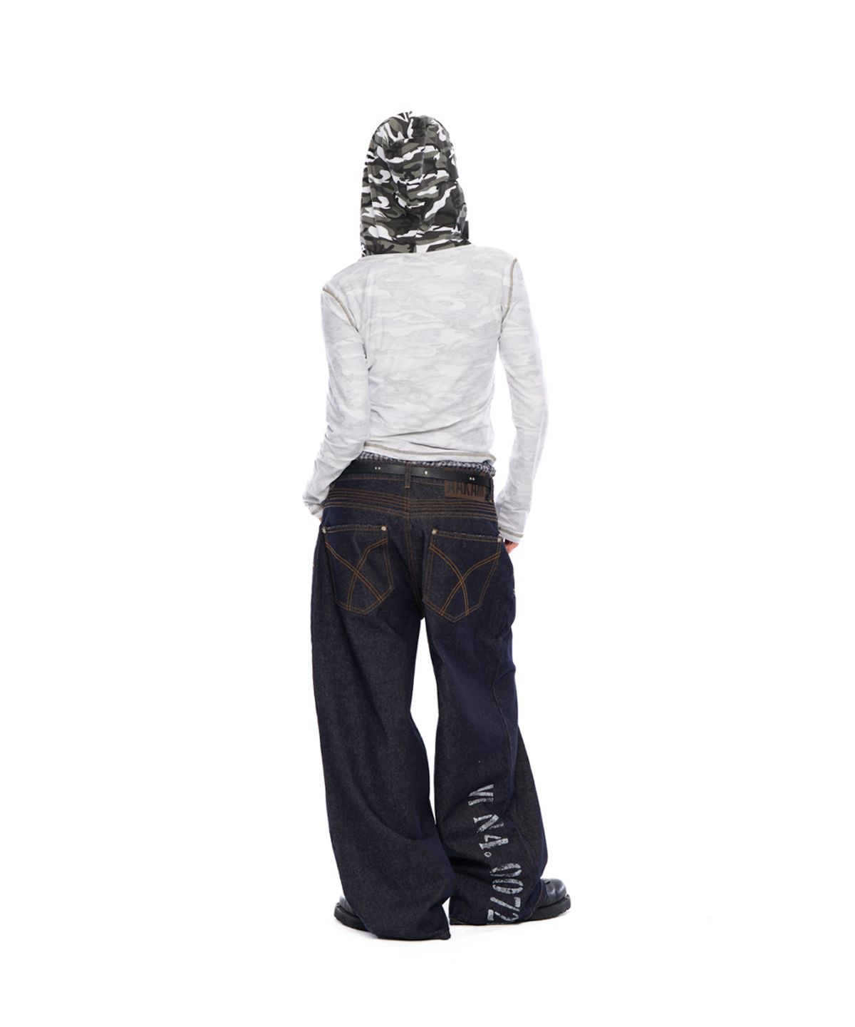 아캄(AAKAM) Camo Contrast Hooded Long Sleeve (White)
