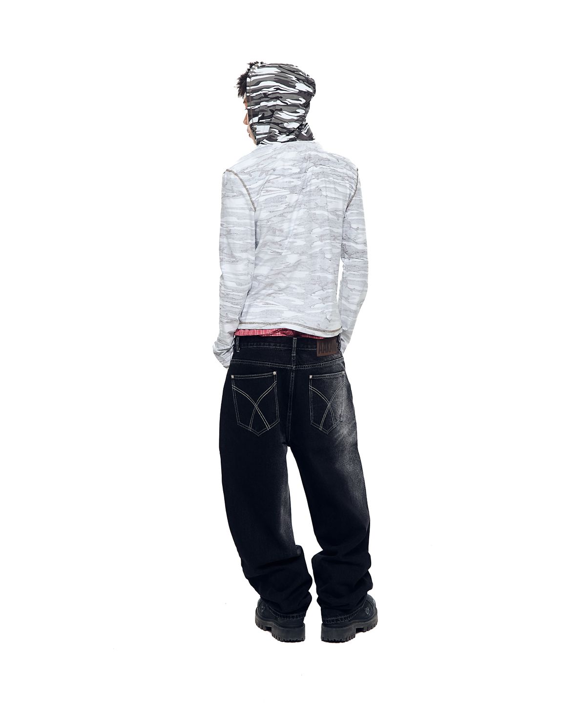 아캄(AAKAM) Camo Contrast Hooded Long Sleeve (White)