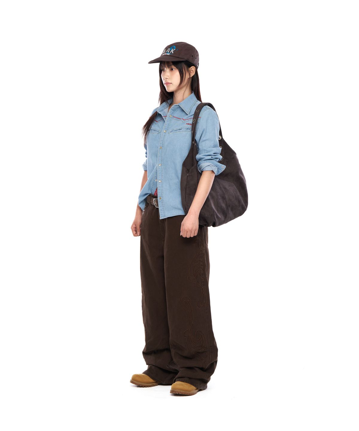 아캄(AAKAM) Stitched Western Denim Shirts (Washed Blue)