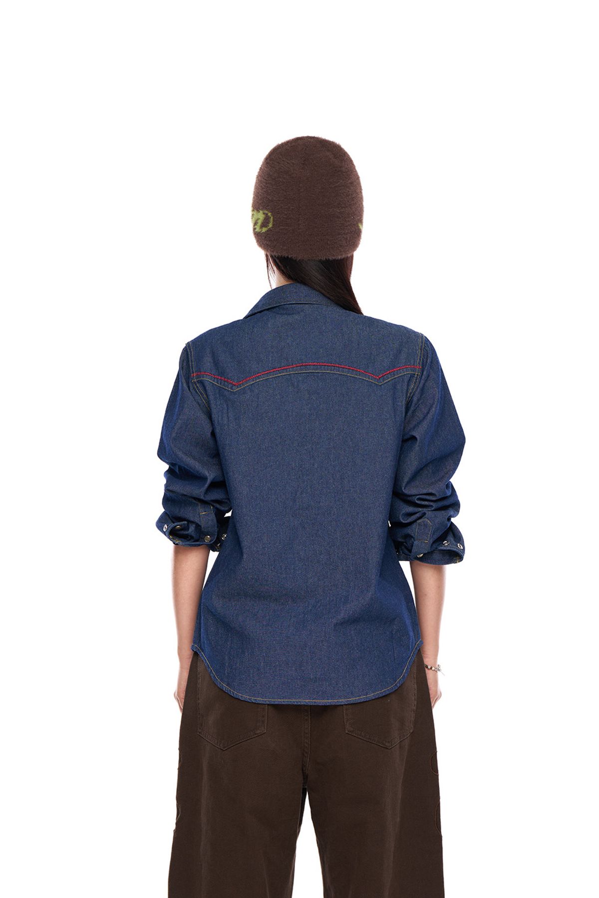아캄(AAKAM) Stitched Western Denim Shirts (Indigo)