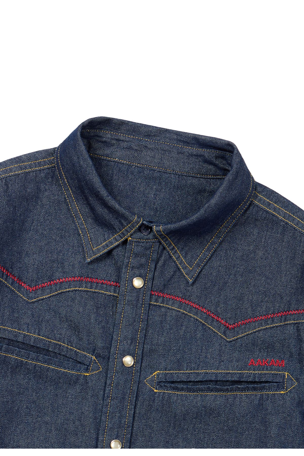 아캄(AAKAM) Stitched Western Denim Shirts (Indigo)