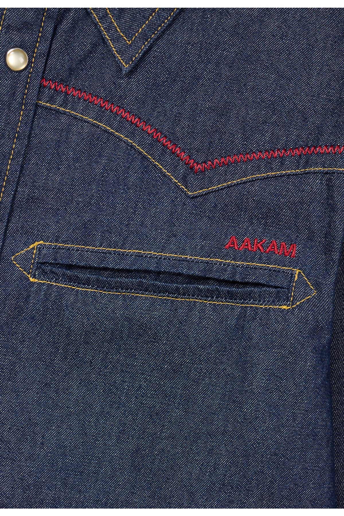 아캄(AAKAM) Stitched Western Denim Shirts (Indigo)