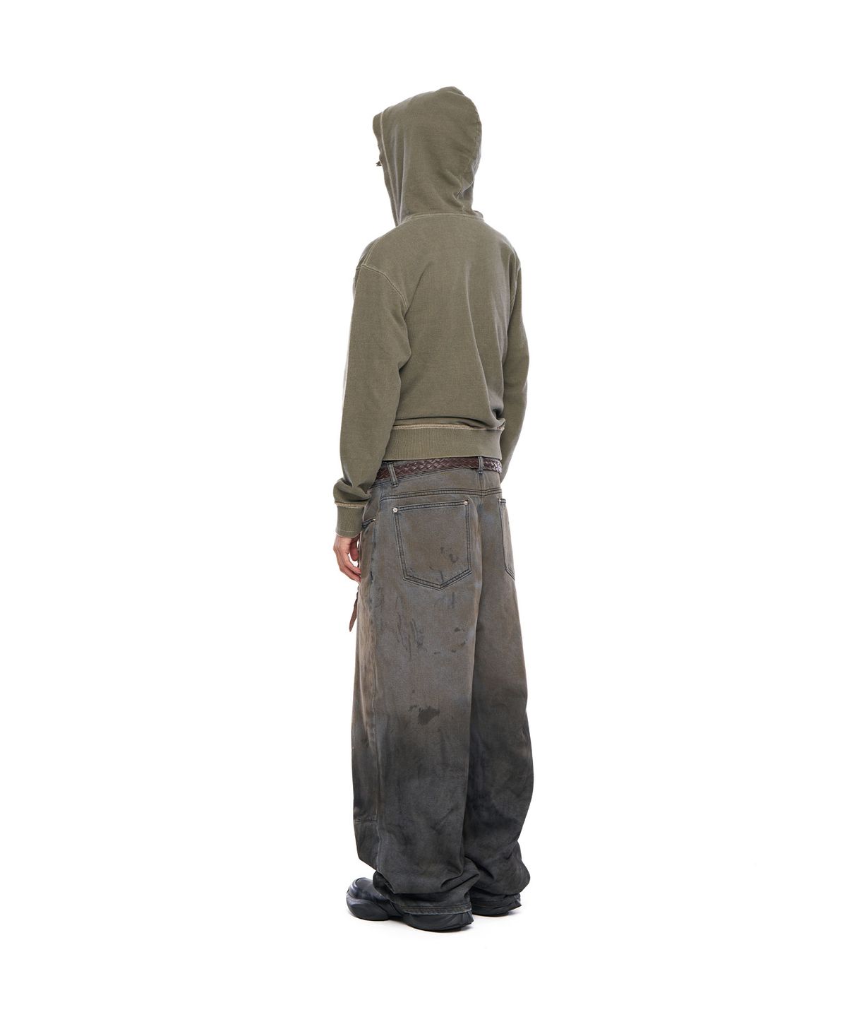 아캄(AAKAM) Vintage Damaged Zip-Up Hoodie (Khaki)
