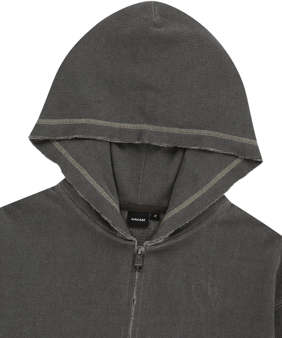아캄(AAKAM) Vintage Damaged Zip-Up Hoodie (Dark Gray)