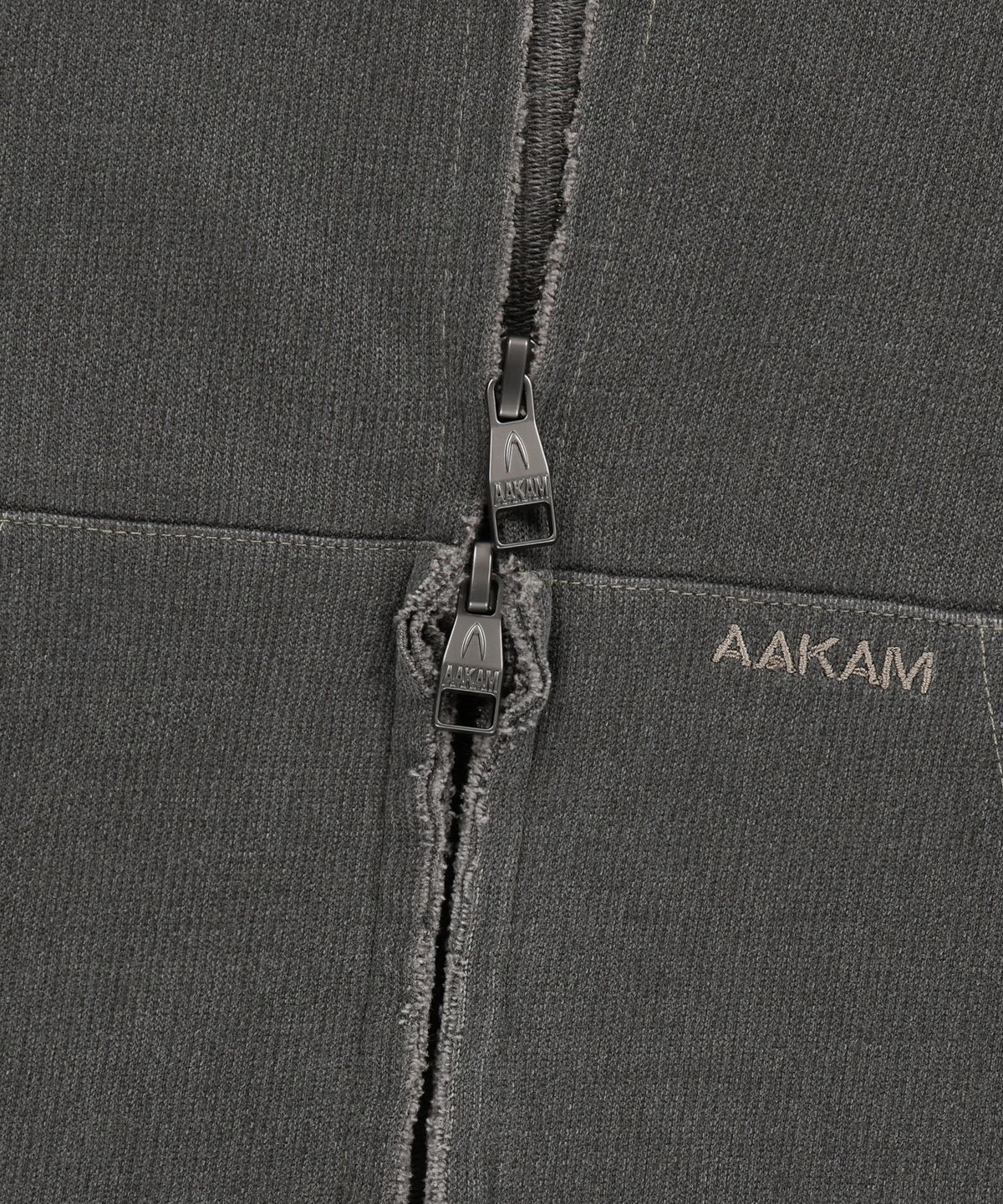아캄(AAKAM) Vintage Damaged Zip-Up Hoodie (Dark Gray)