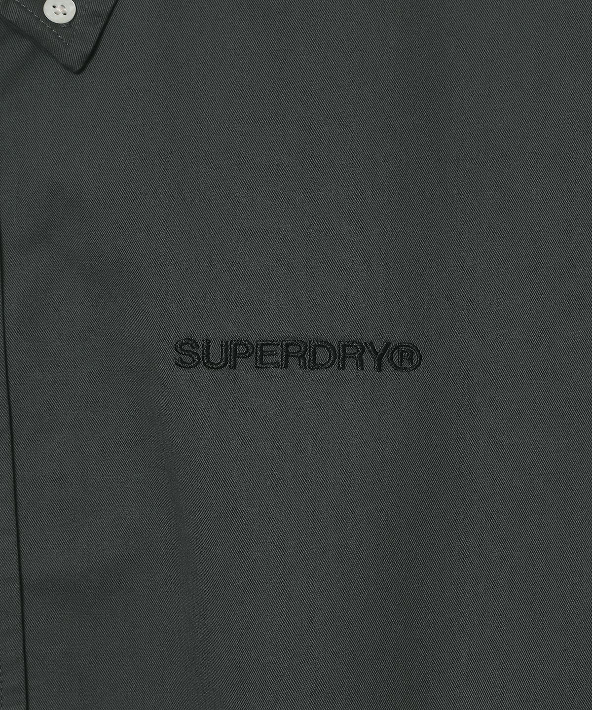 슈퍼드라이(SUPERDRY) 로고 자수 코튼 셔츠 차콜