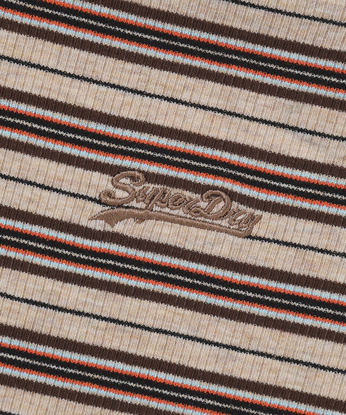 슈퍼드라이(SUPERDRY) W 하프넥 스트라이프 롱슬리브 다크베이지