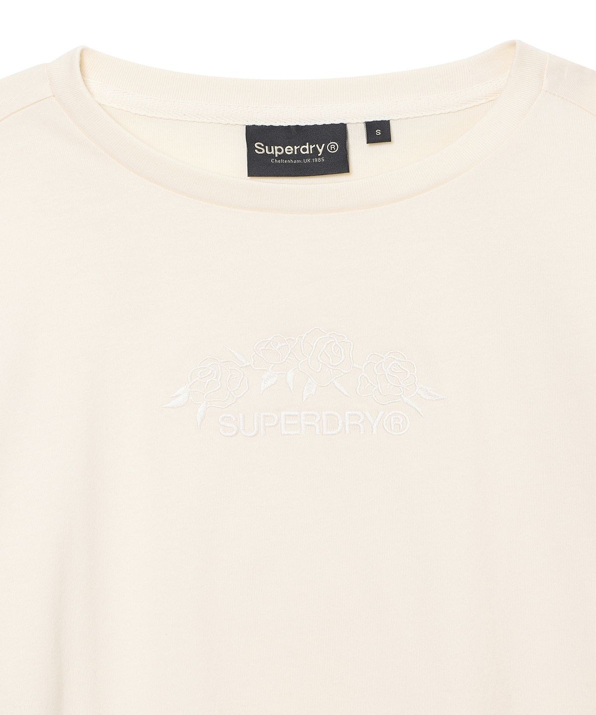 슈퍼드라이(SUPERDRY) W 플라워 로고 자수 롱슬리브 아이보리