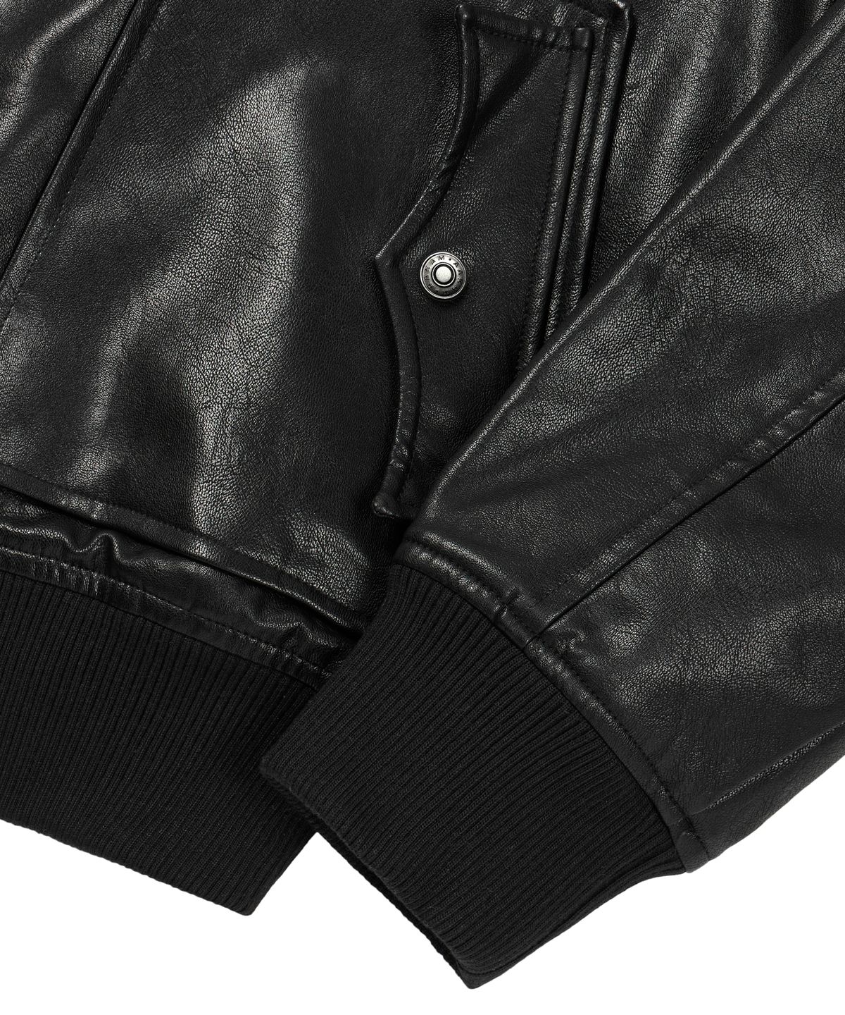 아캄(AAKAM) High-Neck Leather Jacket (Black)