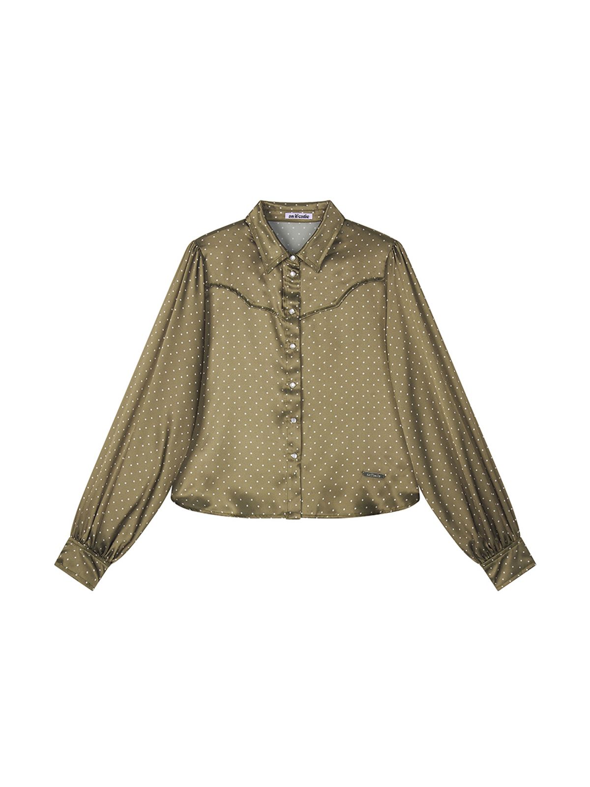 에즈이프 캘리(ASIF CALIE) SATIN RODEO POLKA BLOUSE KHAKI