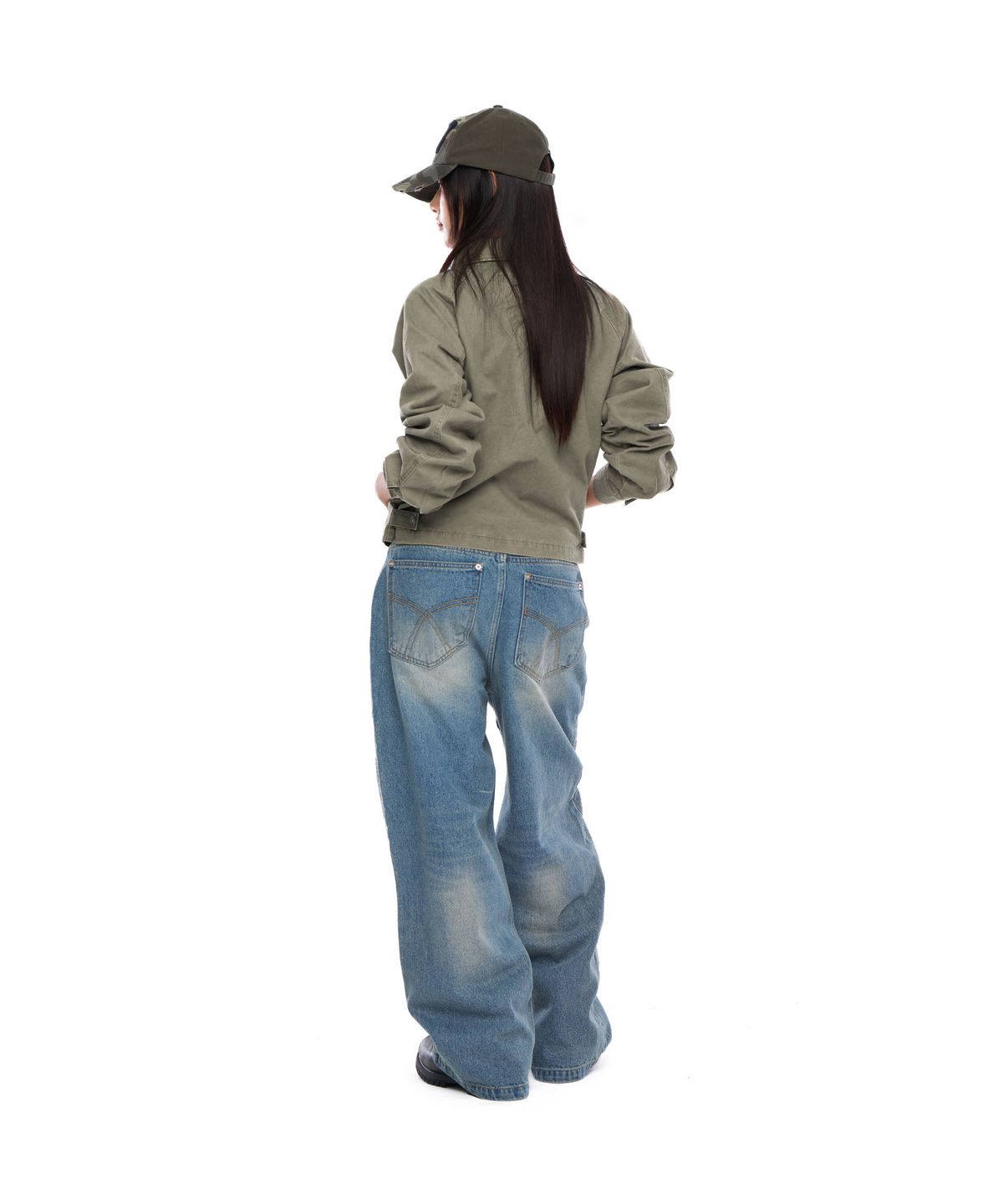 아캄(AAKAM) Incision Studded Cotton Jacket (Khaki)