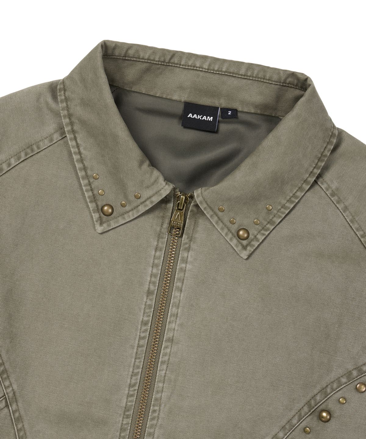 아캄(AAKAM) Incision Studded Cotton Jacket (Khaki)