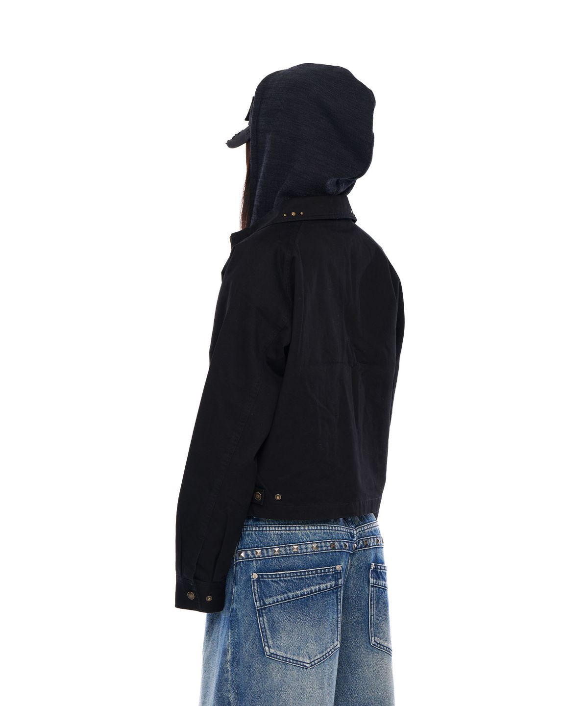 아캄(AAKAM) Incision Studded Cotton Jacket (Black)