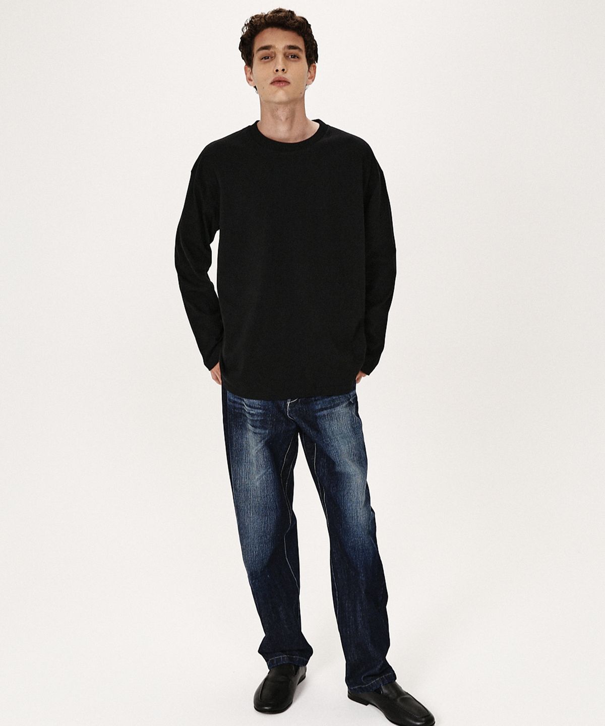셔터(SHIRTER) FINE COTTON OVERSIZE FIT LS T-SHIRT (BLACK)