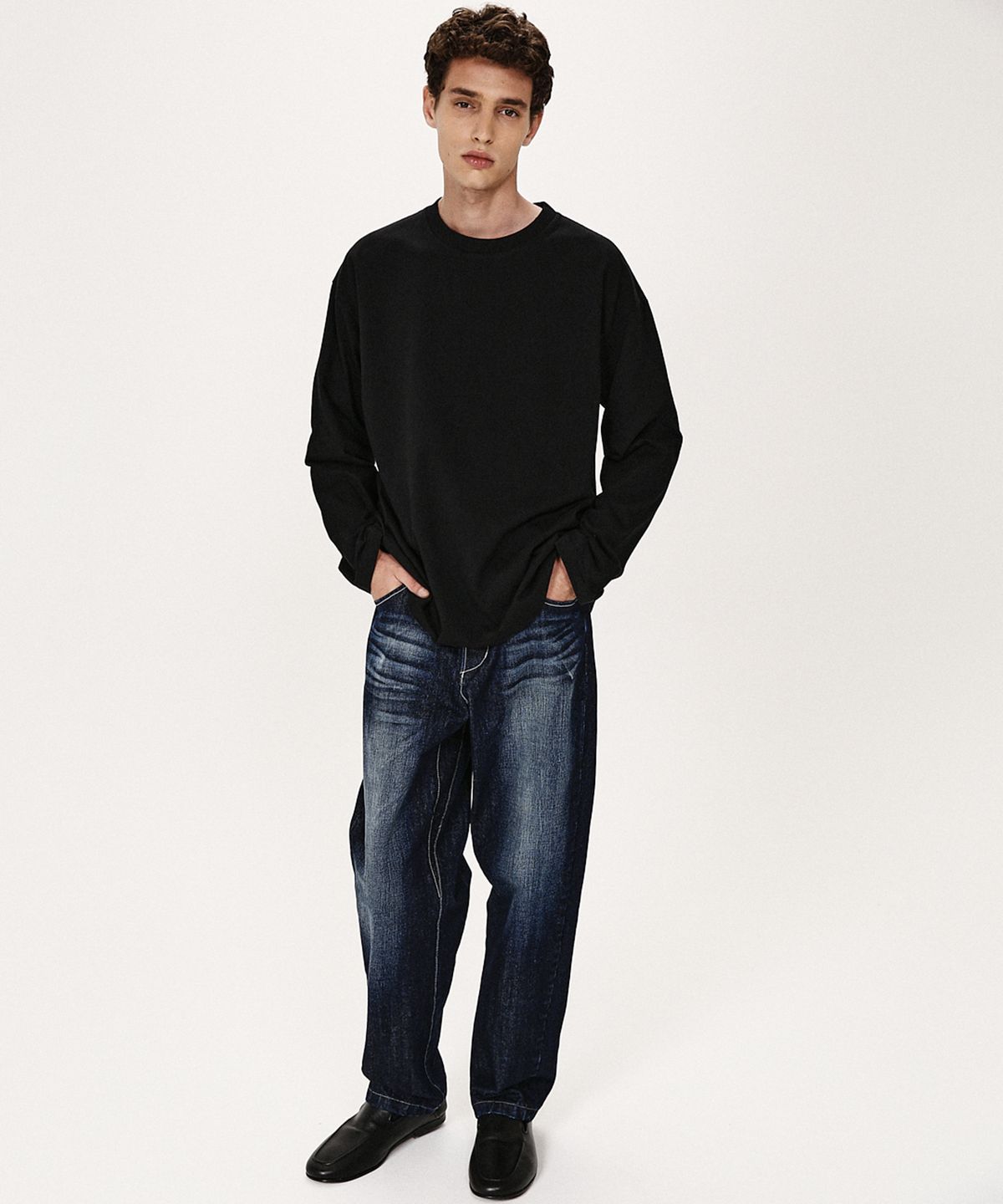 셔터(SHIRTER) FINE COTTON OVERSIZE FIT LS T-SHIRT (BLACK)