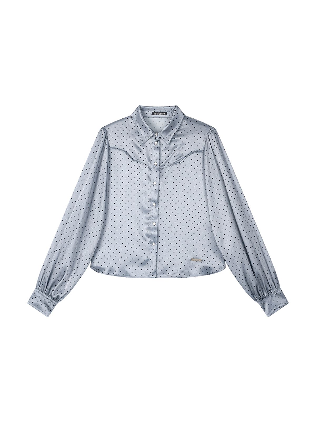에즈이프 캘리(ASIF CALIE) SATIN RODEO POLKA BLOUSE BLUE