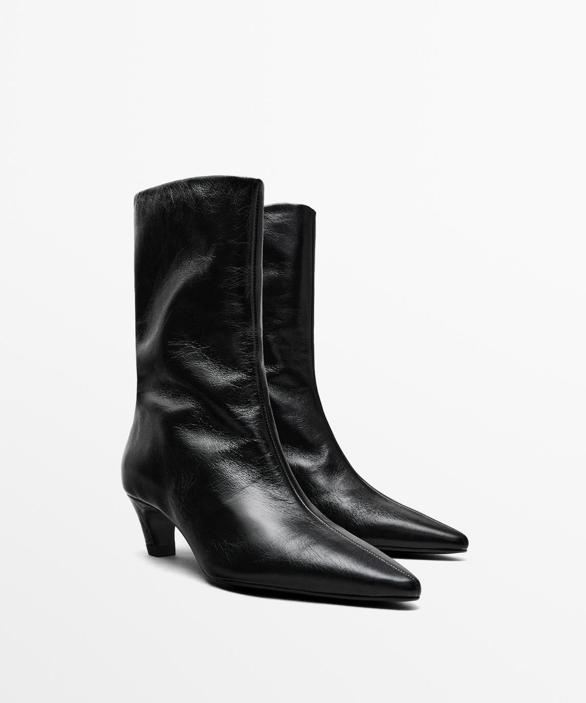 마시모두띠(MASSIMO DUTTI) 하이힐 레더 앵클 부츠