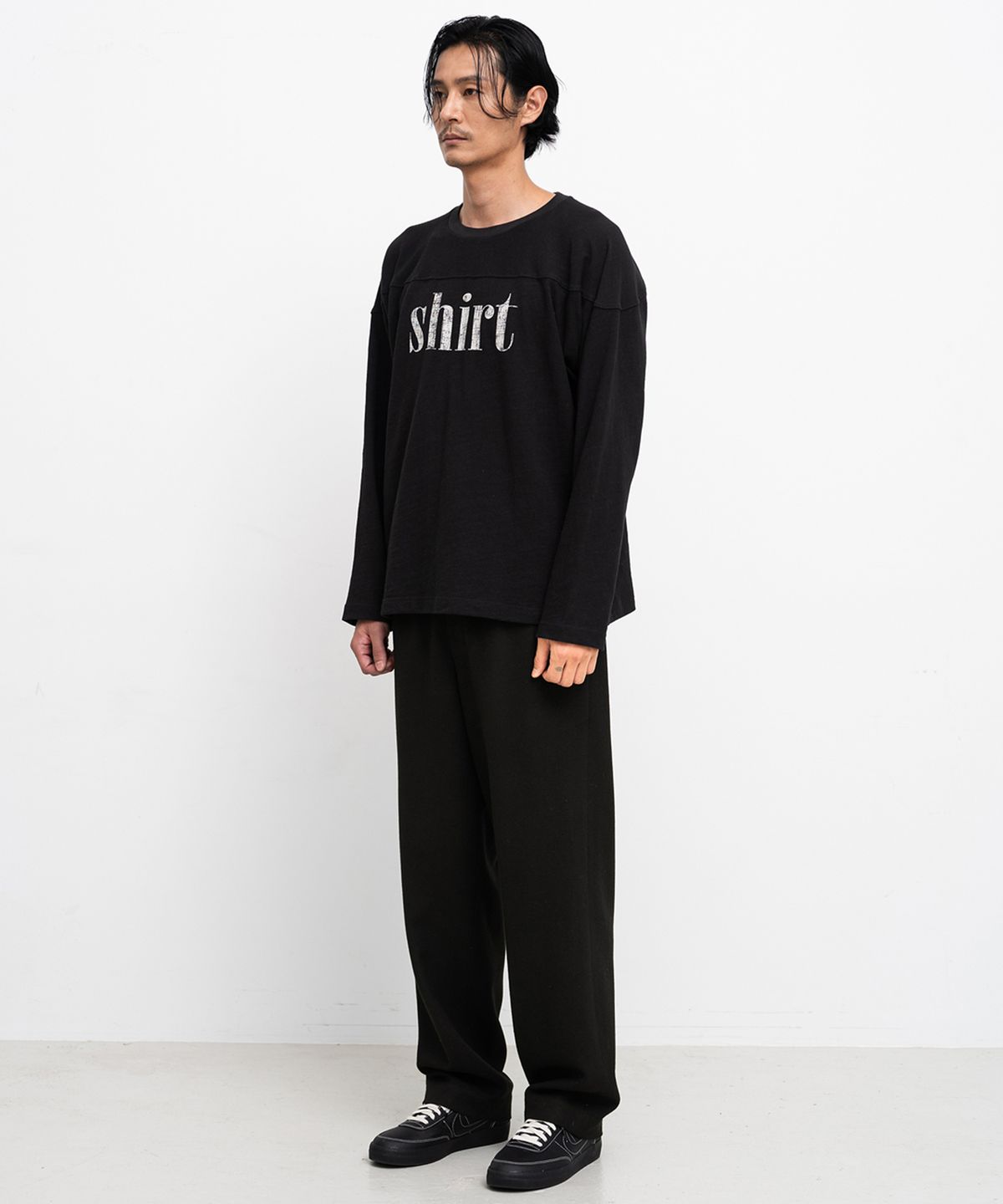 셔터(SHIRTER) FINE SLUB SHIRT T-SHIRT (BLACK)